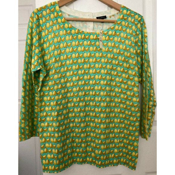 Talbots Sweaters - Talbots Colorful Pear Fruit Pattern Button Back 3/4 Sleeves Sweater Cardigan M